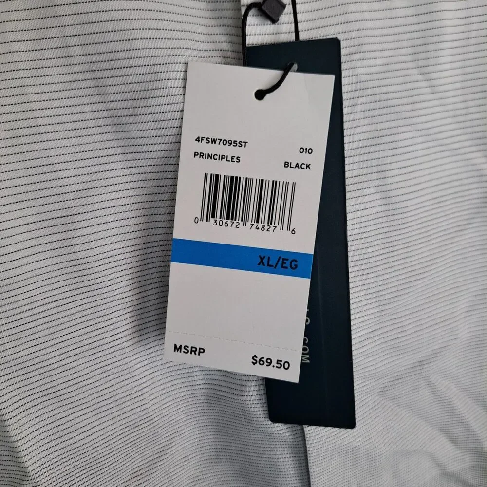 Perry Ellis White Gray Striped Oeko-Tex Short Sleeve Shirt‎ Men's XL NWT